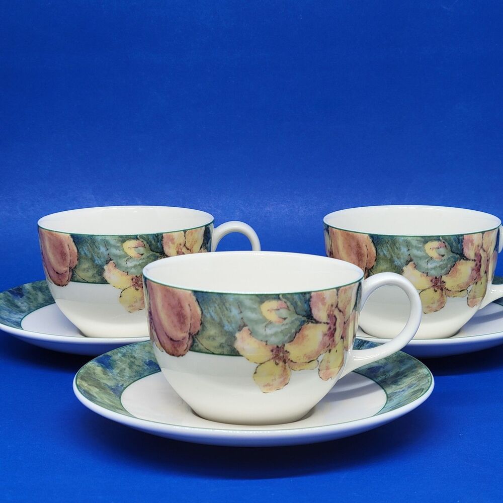 Royal Doulton Georgia Cups And Saucers 3 Sets discontinued excellent